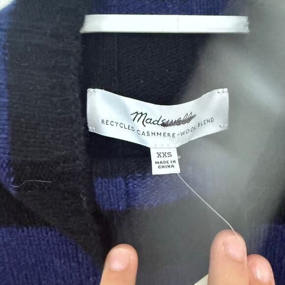 NWT Madewell Ribbed Cashmere Wool Blend Pullover Sweater in Cobalt Size XXS - Picture 5 of 6